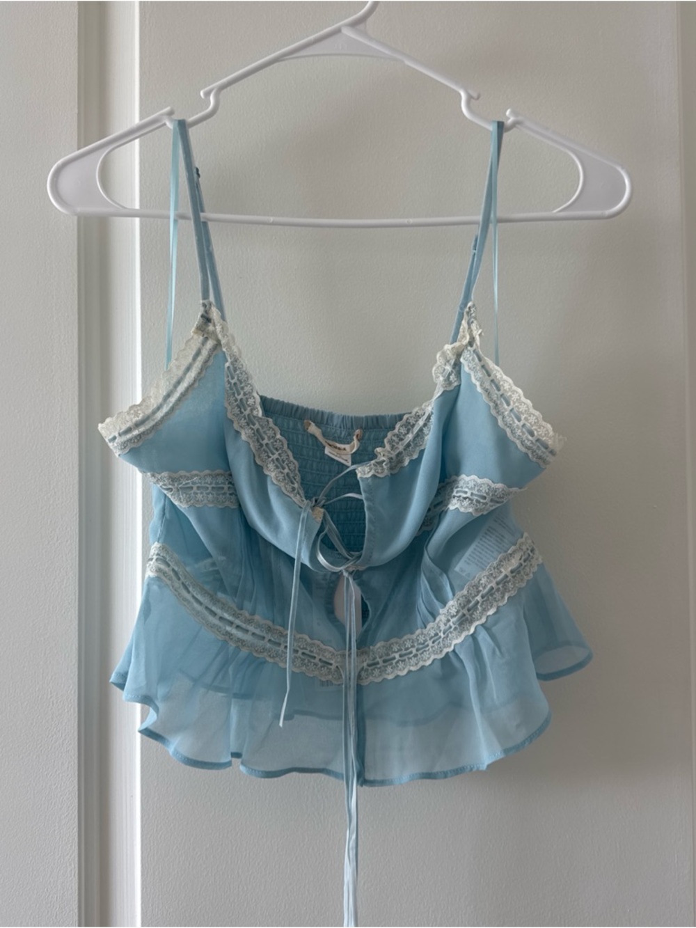 Kimchi Blue Light Blue Lace-Trim Camisole Top